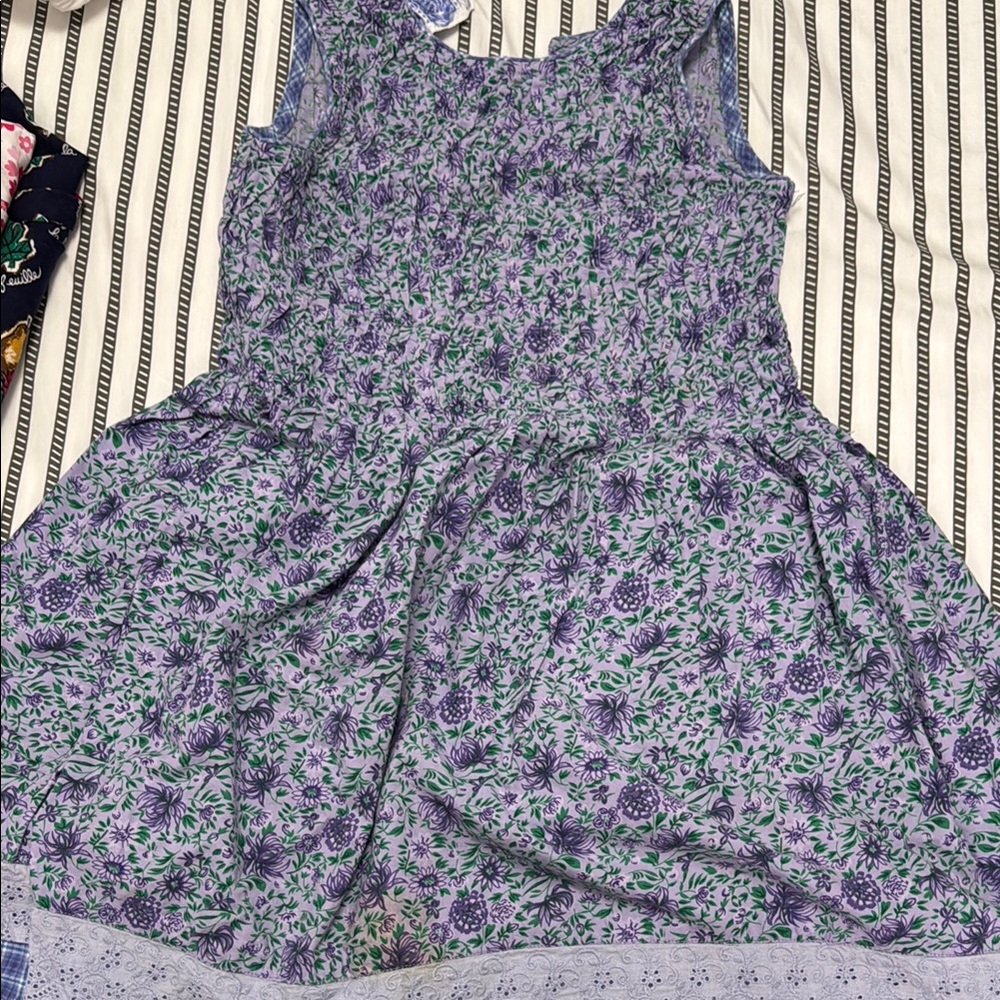 Floral Purple and Green Kids Dress